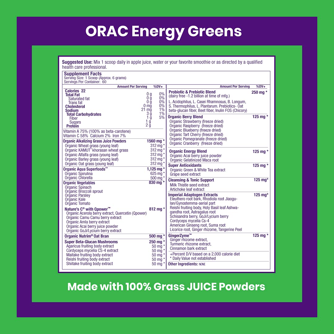 Paradise ORAC Energy Greens Powder Extract, Super Antioxidants, Probiotics for Gut Paradise Herbs