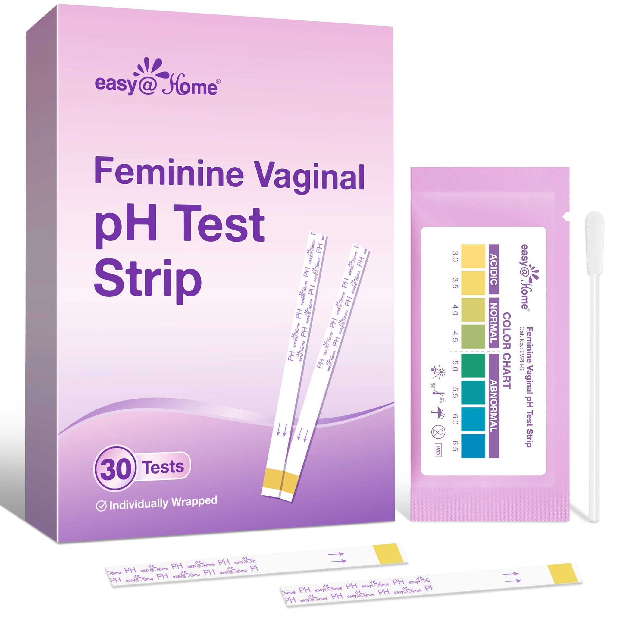 Easy@Home Vaginal pH Test -30 Strips | BV Test Kit at Home for Women | Yeast Infection Test + pH Balance