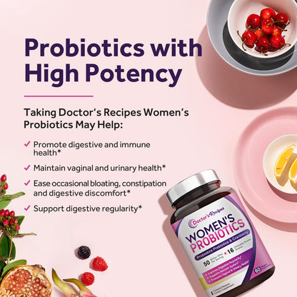 Doctor's Recipes Women’s Probiotic, 60 Caps 50 Billion CFU 16 Strains, with Organic