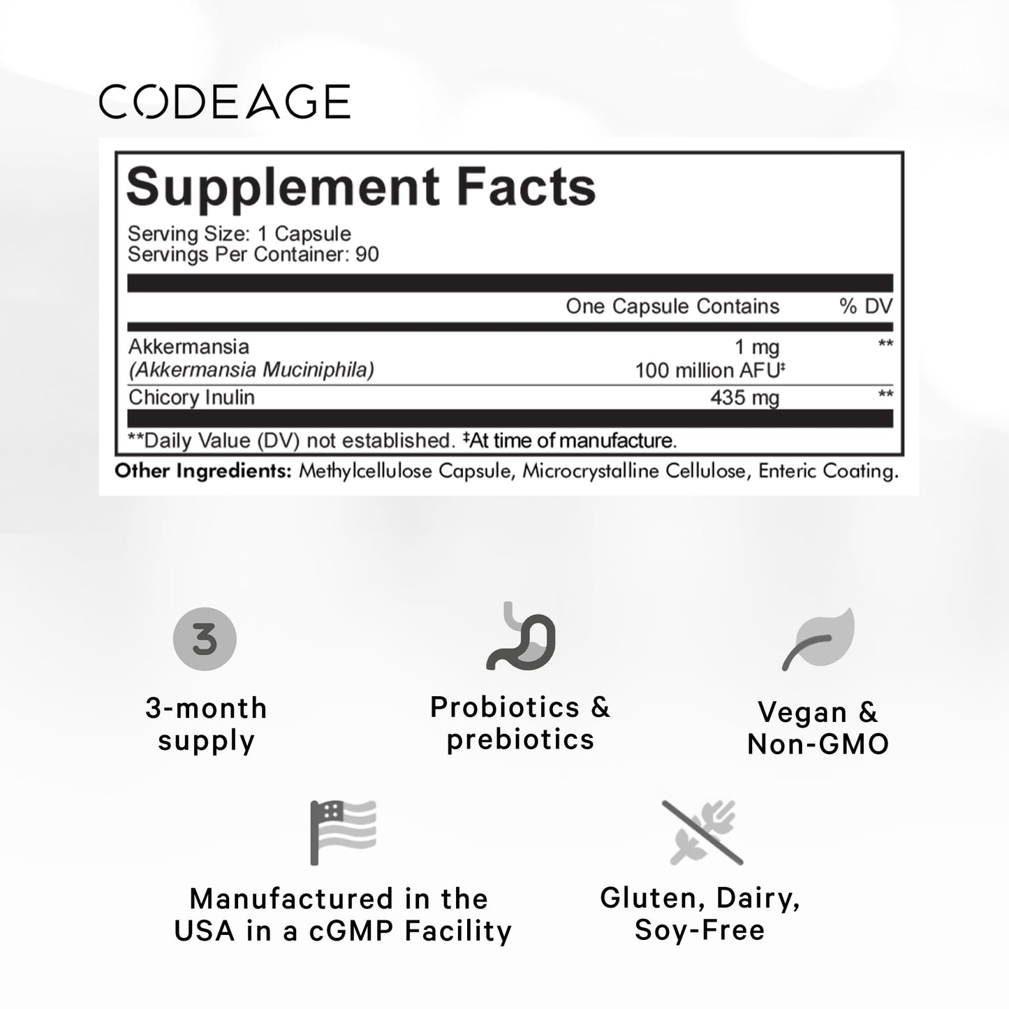 Codeage Akkermansia Muciniphila Probiotic Supplement - 3-Month Supply of Akkermansia