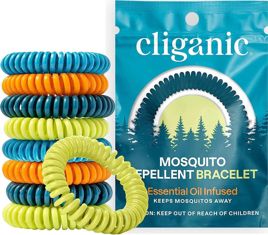 Cliganic 10 Pack Mosquito Repellent Bracelets, DEET-Free Bands, Individuall