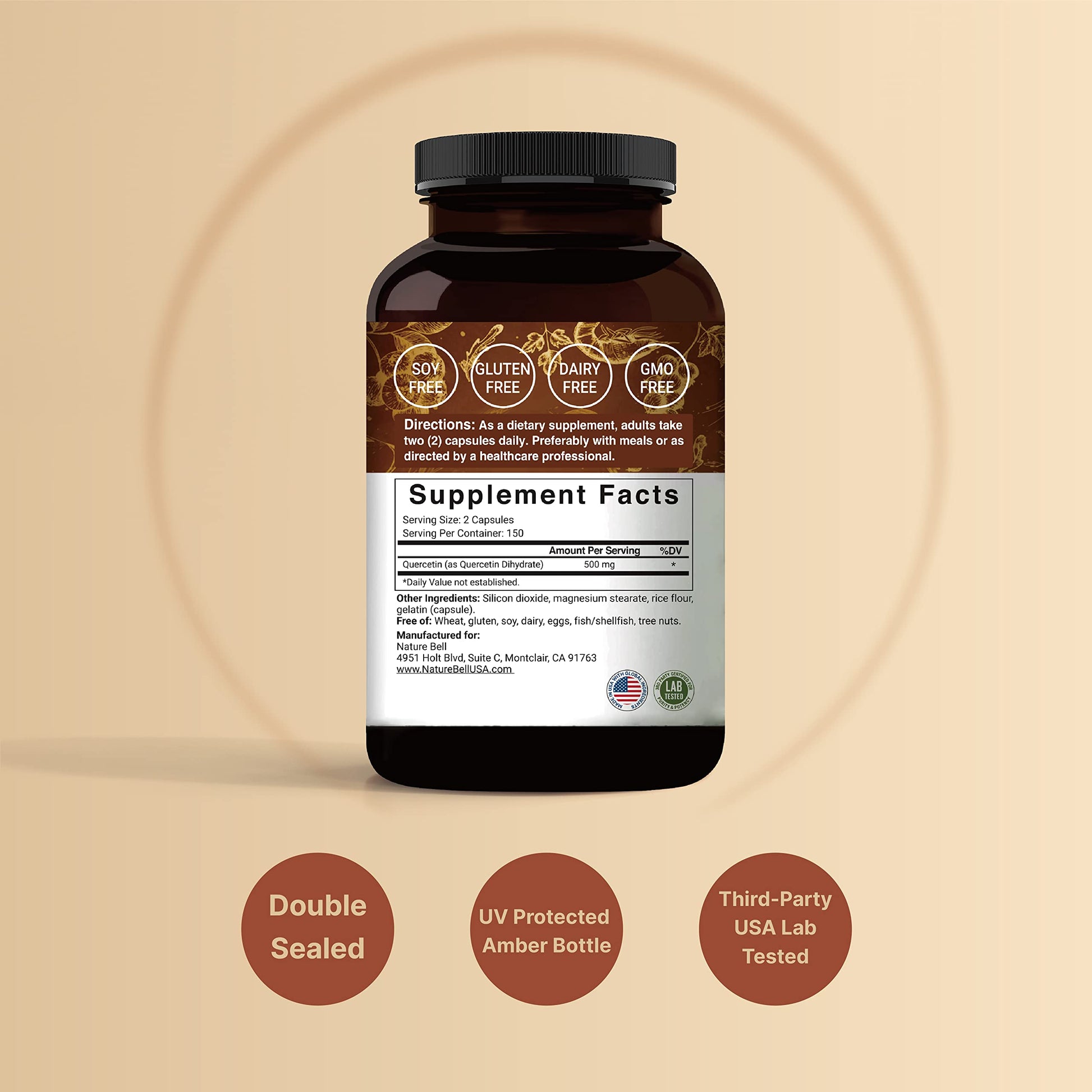 NatureBell Quercetin 500mg Per Serving | 300 Capsules, Ultra Strength Quercetin NatureBell