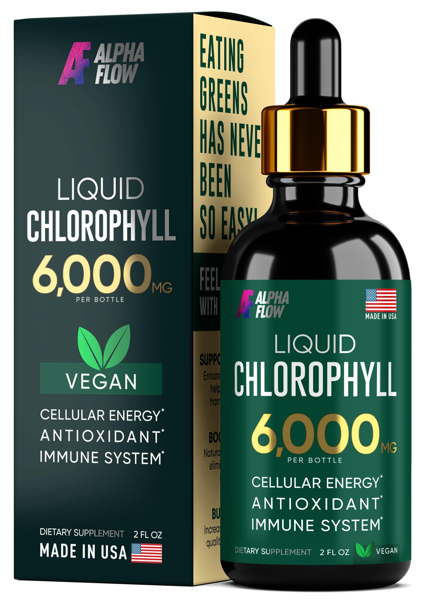 Chlorophyll Liquid Drops 6000 mg - Premium Liquid Chlorophyll Supplement - All-in-One 
