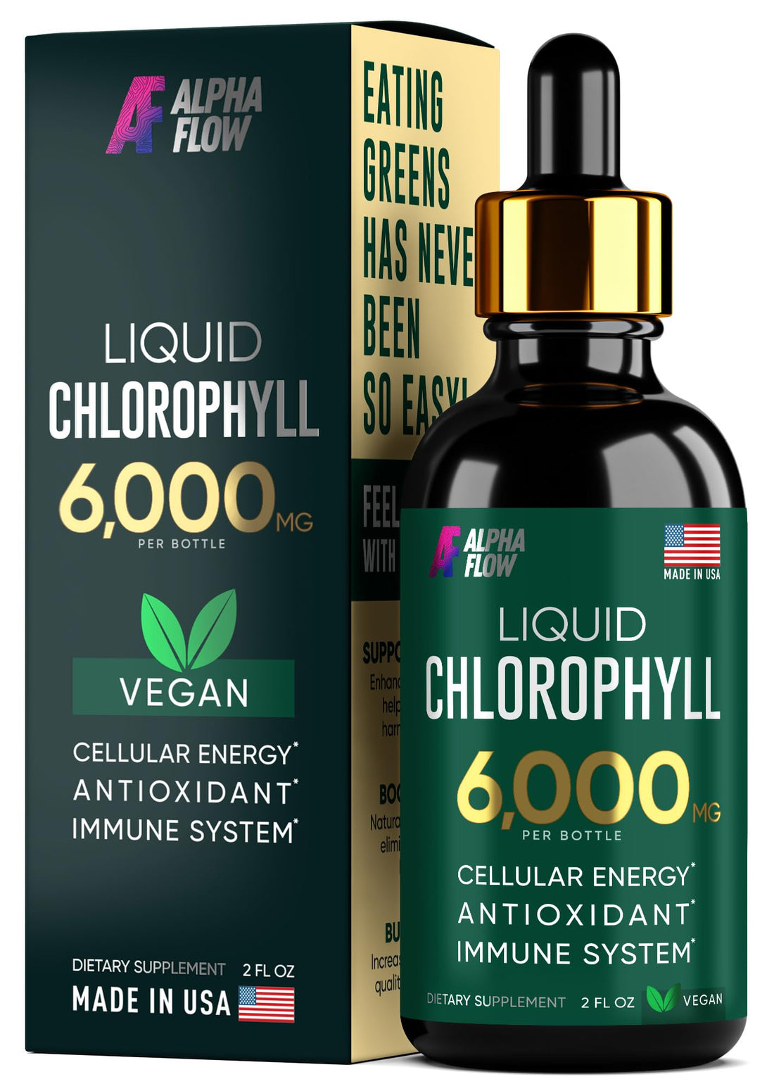 Chlorophyll Liquid Drops 6000 mg - Premium Liquid Chlorophyll Supplement - All-in-One 