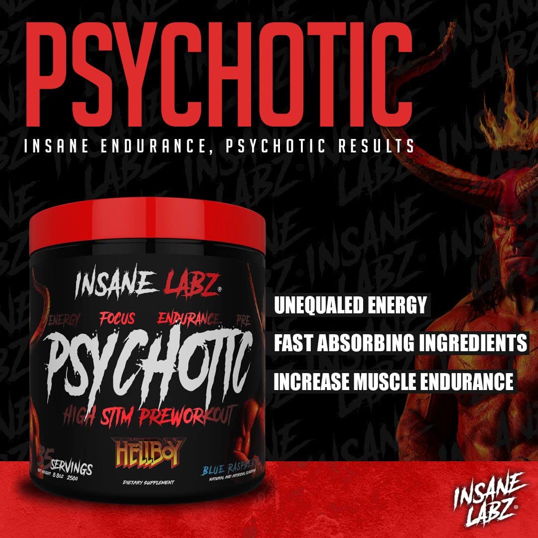 Insane Labz Psychotic, High Stimulant Pre Workout Powder, Extreme Lasting Energy