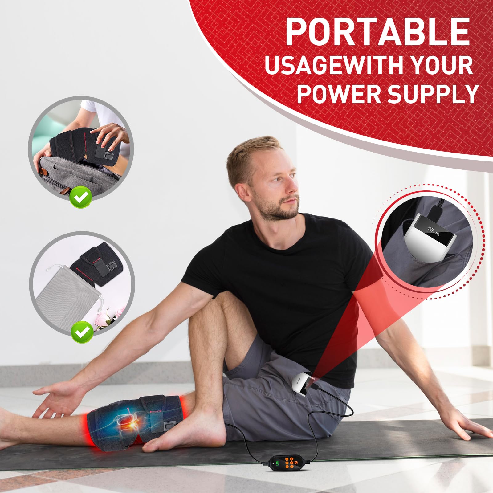 Red Light Therapy for Knee, 660nm Red Light and 850nm Near Infrared Light Therapy Device Rikimxin