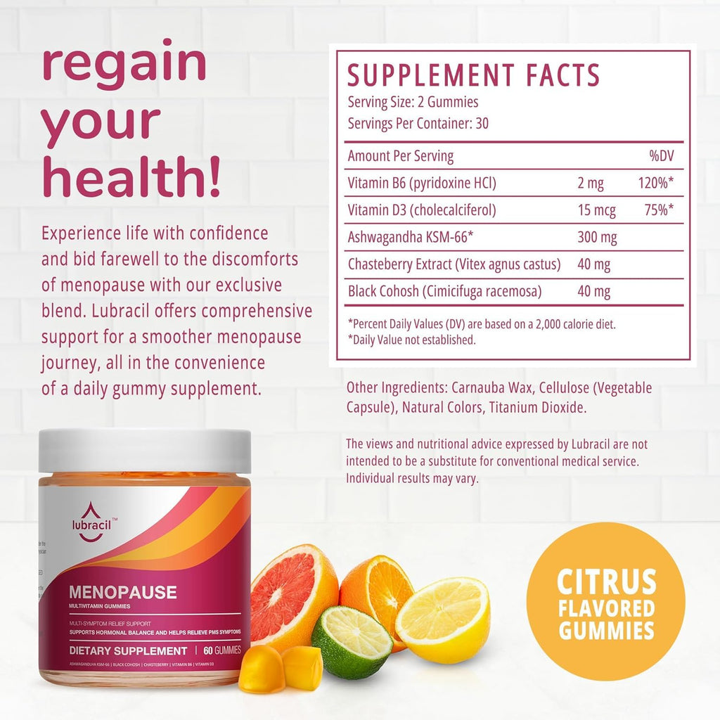 Lubracil - Menopause Gummies - Women's Natural Hormone-Free Daily Dietary Supplement