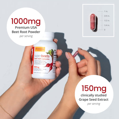 humanN SuperBeets Beet Root Capsules Quick Release 1000mg - Supports Nitric Oxide