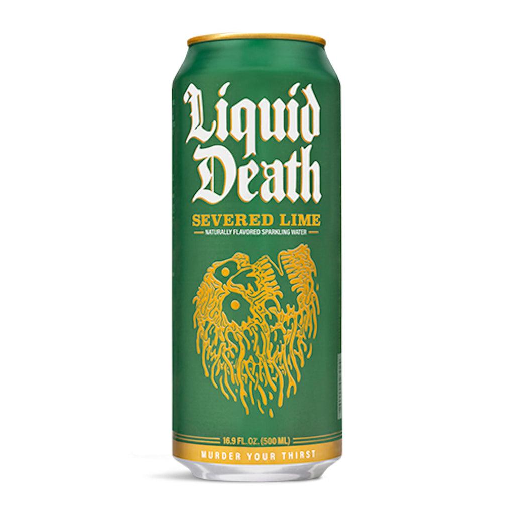 Liquid Death Flavored Sparkling Water with Agave, Severed Lime, 16.9 oz Tallboys (12-Pack)