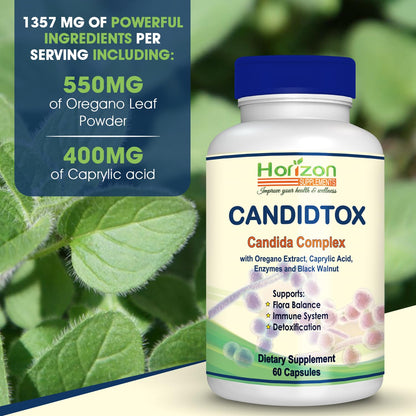 Candida Cleanse Support and Detox with Natural Herbs, probiotics and Oregano Oil