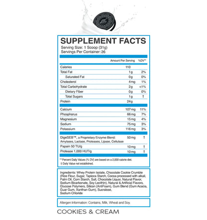 eFlow Nutrition 100% Whey Protein Isolate - Lactose-Free Digestive Enzymes Added