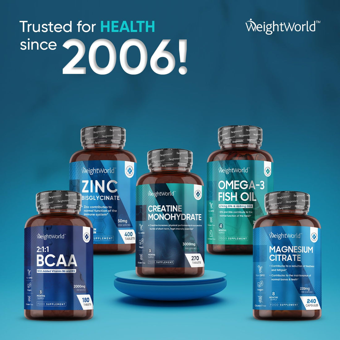 Creatine Monohydrate 3000mg - 270 Tablets - Gym Energy Supplement for Men & Women 