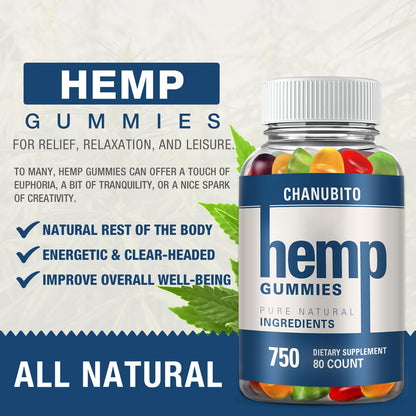 Hemp Gummies Organic High Potency Hemp Supplement - Pain, Sleep, Stress