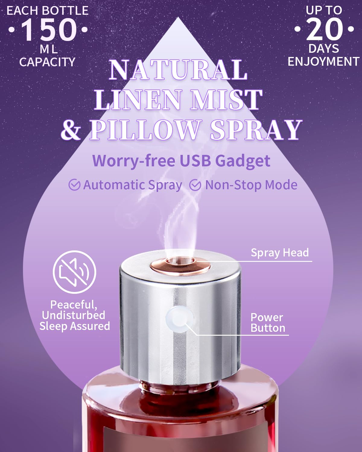 VTS Organic Lavender Water and Roman Chamomile Floral Water with Diffuser, Aromatherapy Air VEDA TINDA SCENT