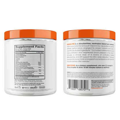 Genius Pre Workout Powder, Blue Raspberry - All-Natural Nootropic Pre-workout & Caffeine