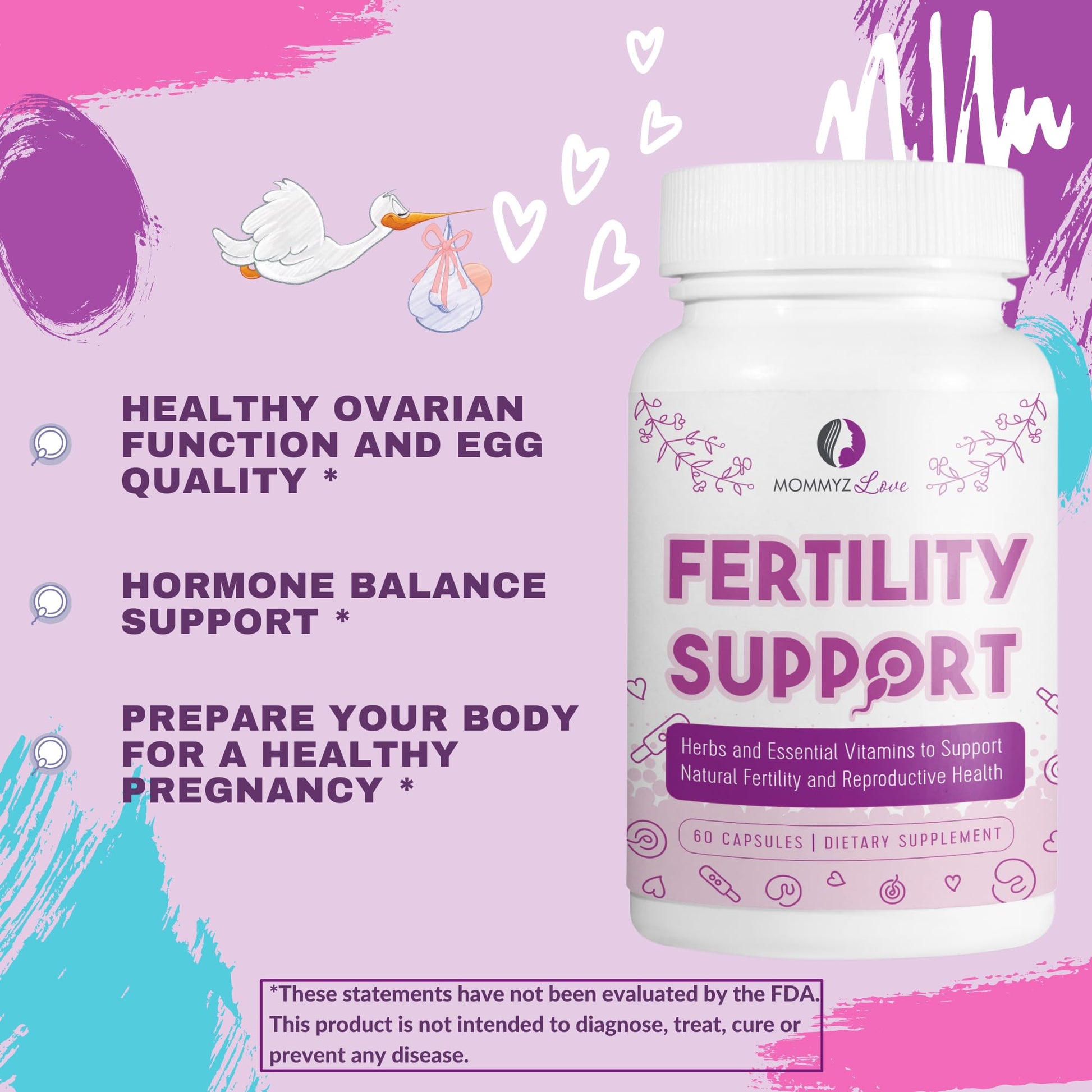 Myo-Inositol Conception Fertility Prenatal Vitamins for Healthy Ovarian Function plus Apple Cider Mommyz Love