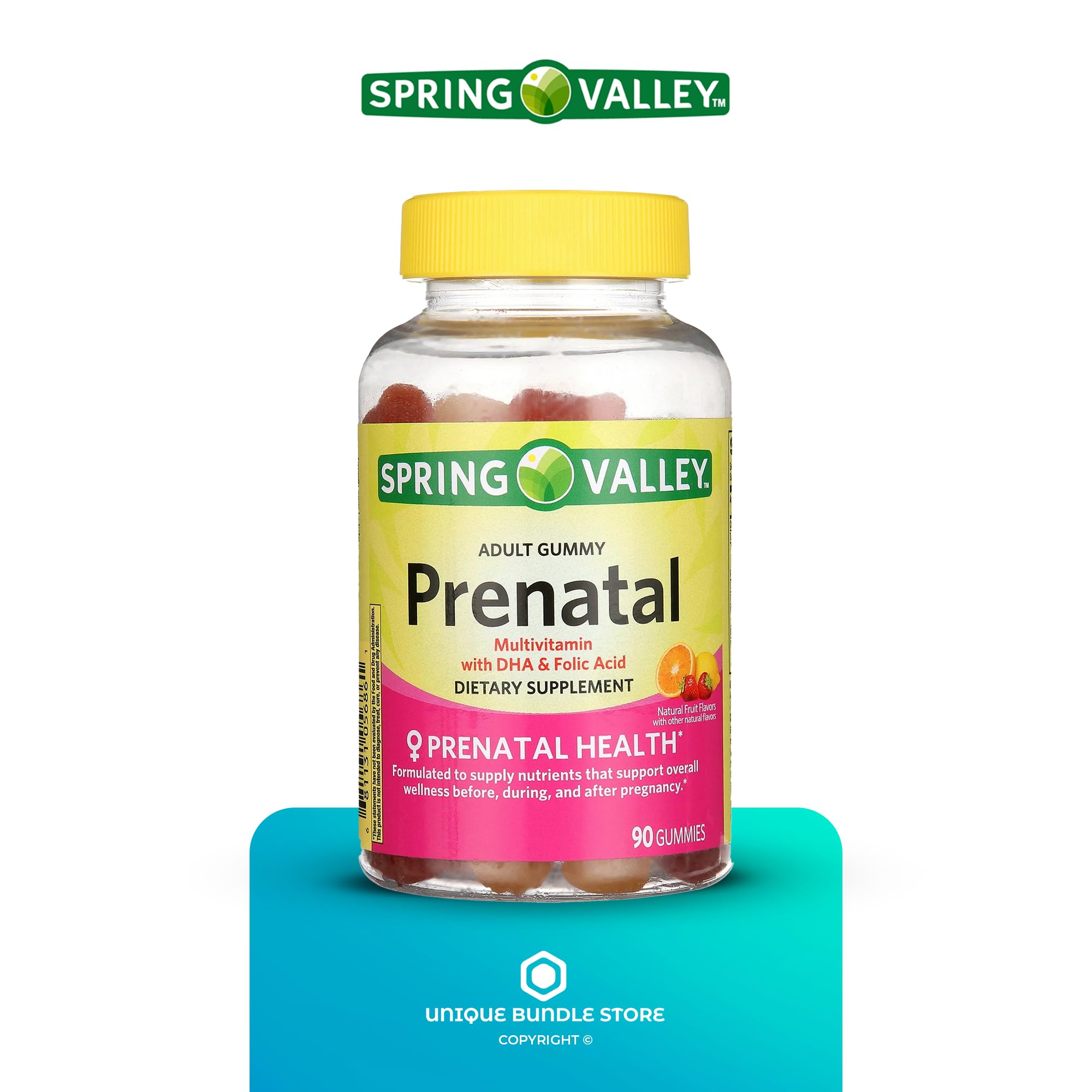 Spring Valley, Prenatal Vitamins Gummies, 90 Count with DHA and Folic Acid Unique Bundle Store