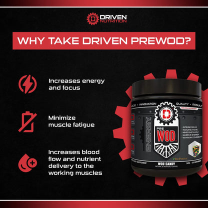 Driven PREWOD Energy Matrix, 50 Servings - Pre-Workout Supplement with Caffeine & Beta-Alanine - Energy, Focus, Strength, & Endurance for High-Intensity Training & Weight Lifting - Cherry Lime