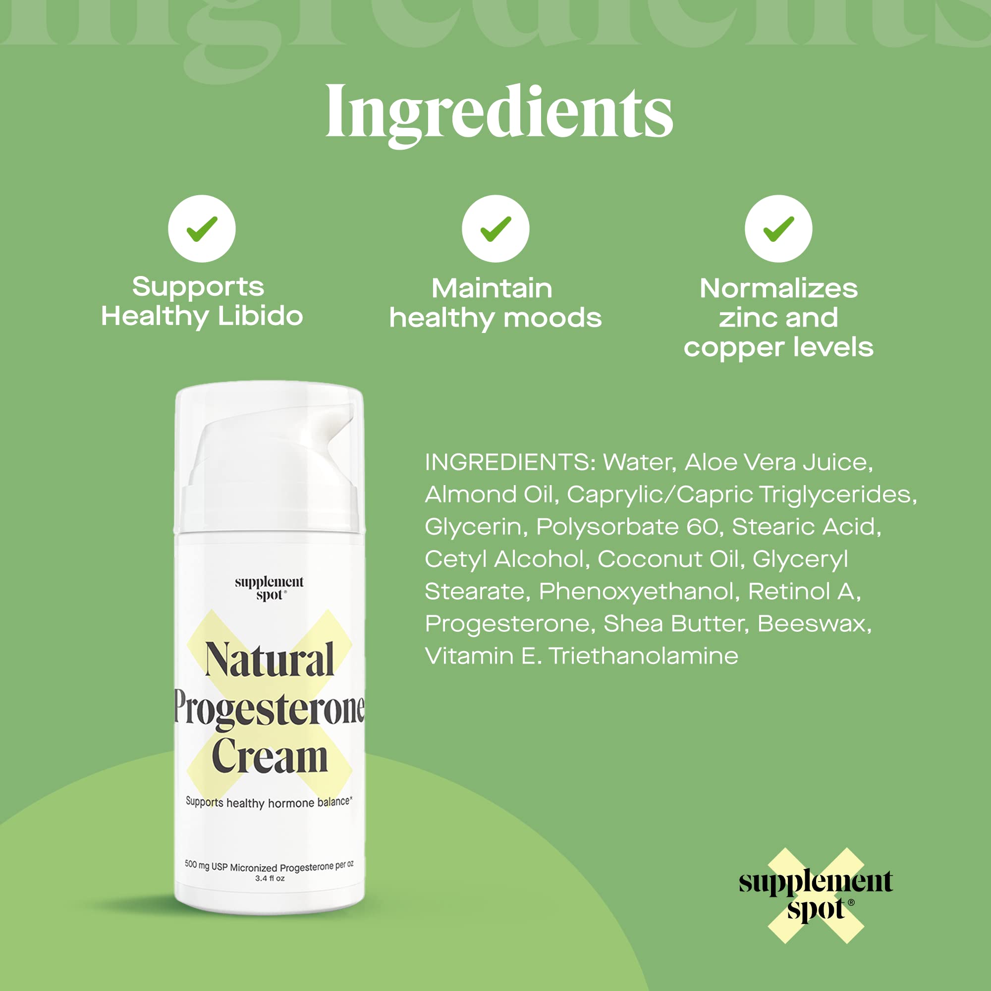 Supplement Spot Natural Progesterone Cream for Women – Micronized Bioidentical Progesterone Cream Supplement Spot