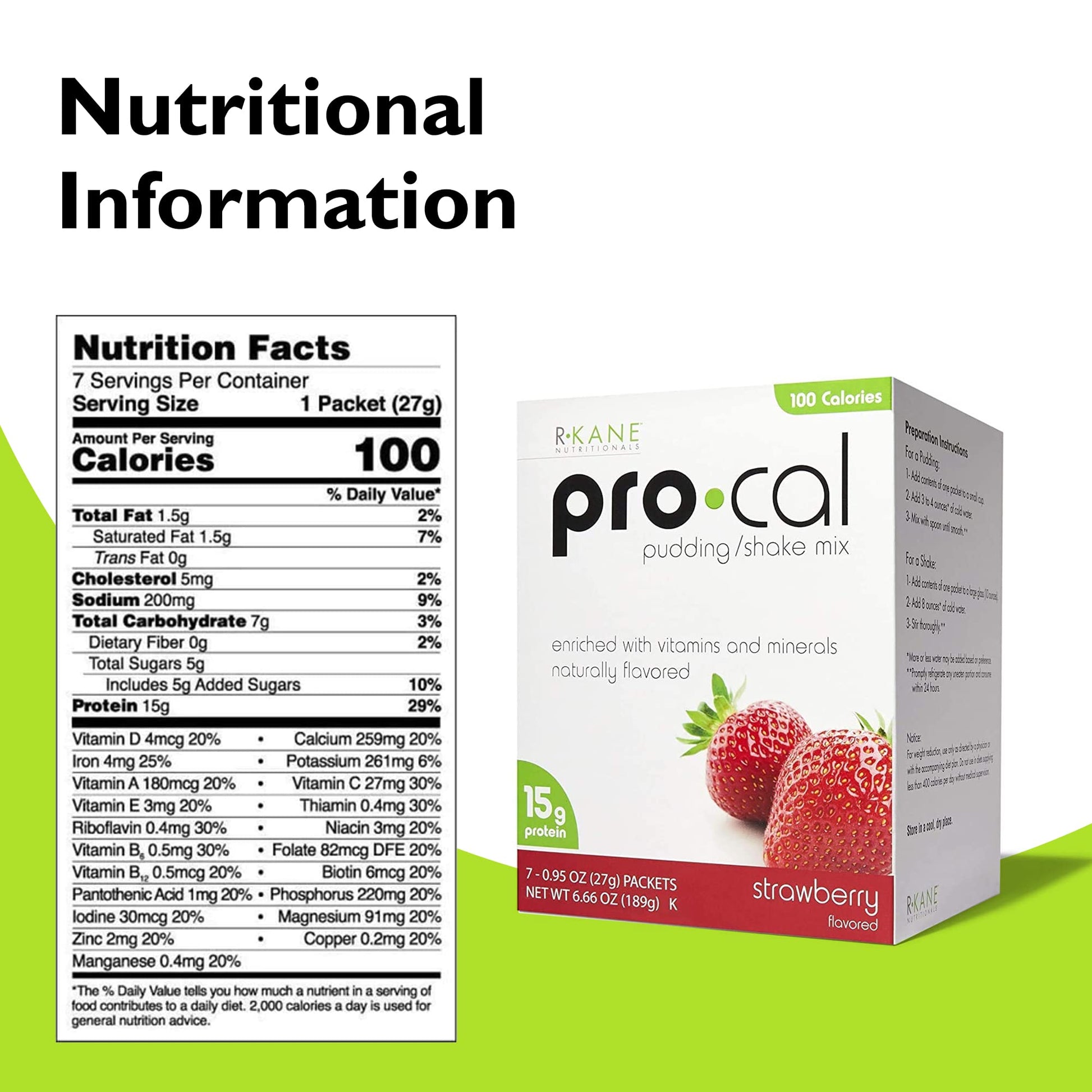 R-Kane Nutritionals Pro-Cal Pudding/Shake Mix, Low Calorie Protein Shake Powder R-Kane Nutritionals