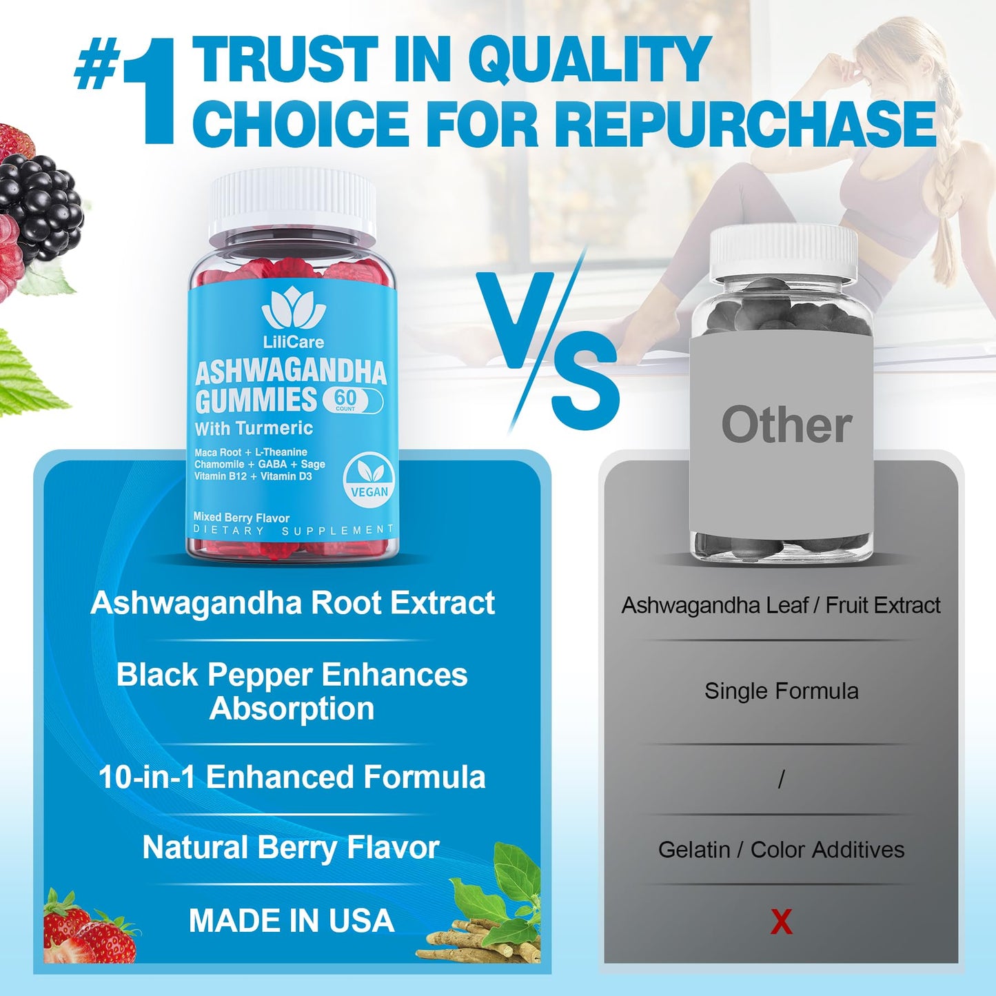 EnvyDeal 2 Pack Ashwagandha Gummies for Immune Support, 2000mg Organic Ashwa