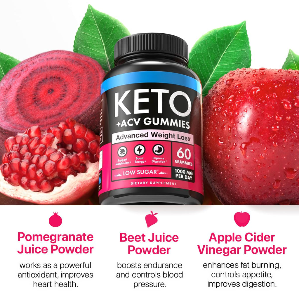 Keto Apple Cider Vinegar Gummies 1000mg - Well-Digested ACV Keto Gummies for Weight Loss