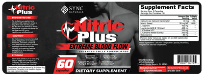 SYNC Naturals Nitric Plus- 800mg L Arginine- 400mg L Citrulline- Extra Strength Nitric