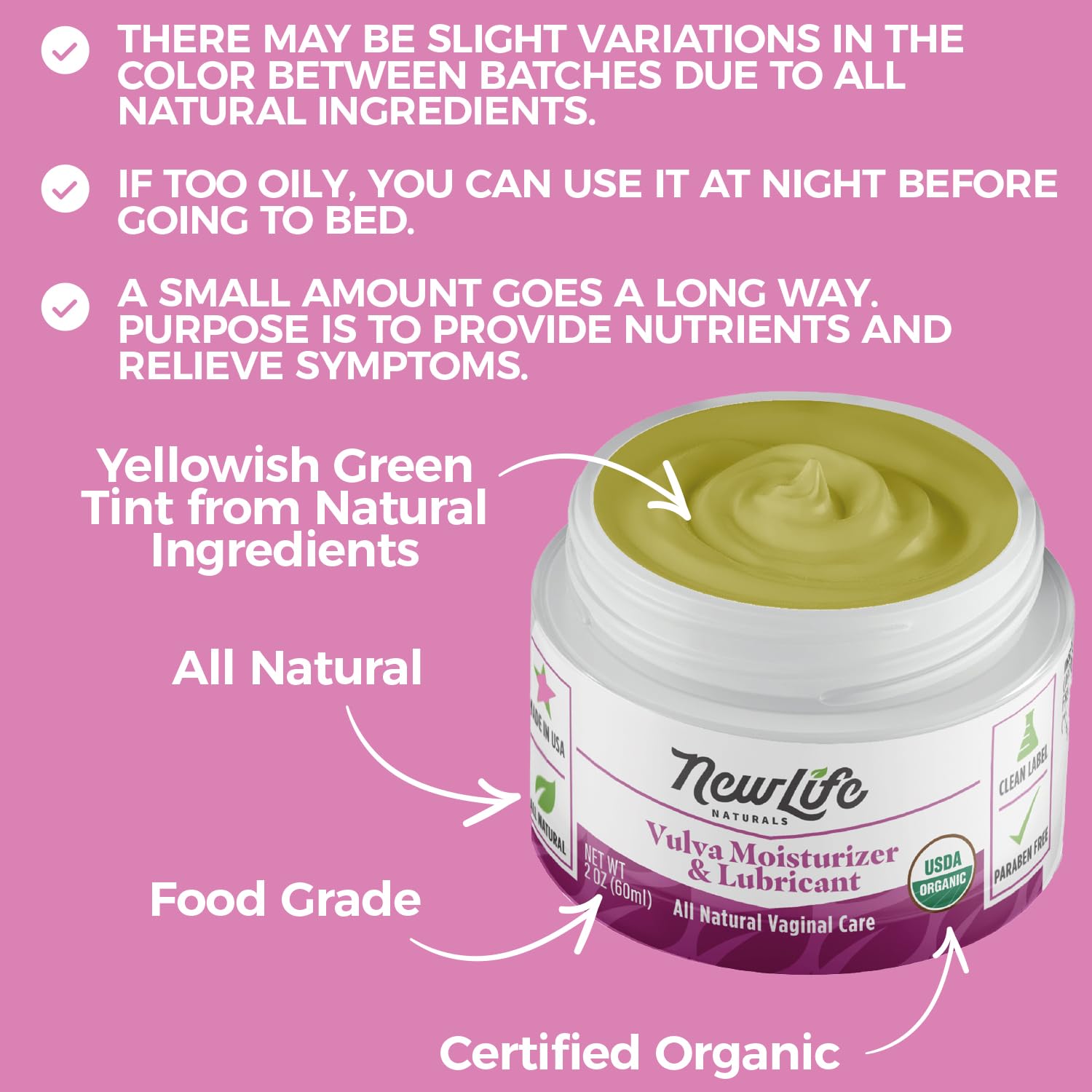NewLife Naturals Organic Vulva Cream - Vaginal Moisturizer - Intimate Feminine Care NewLife Naturals