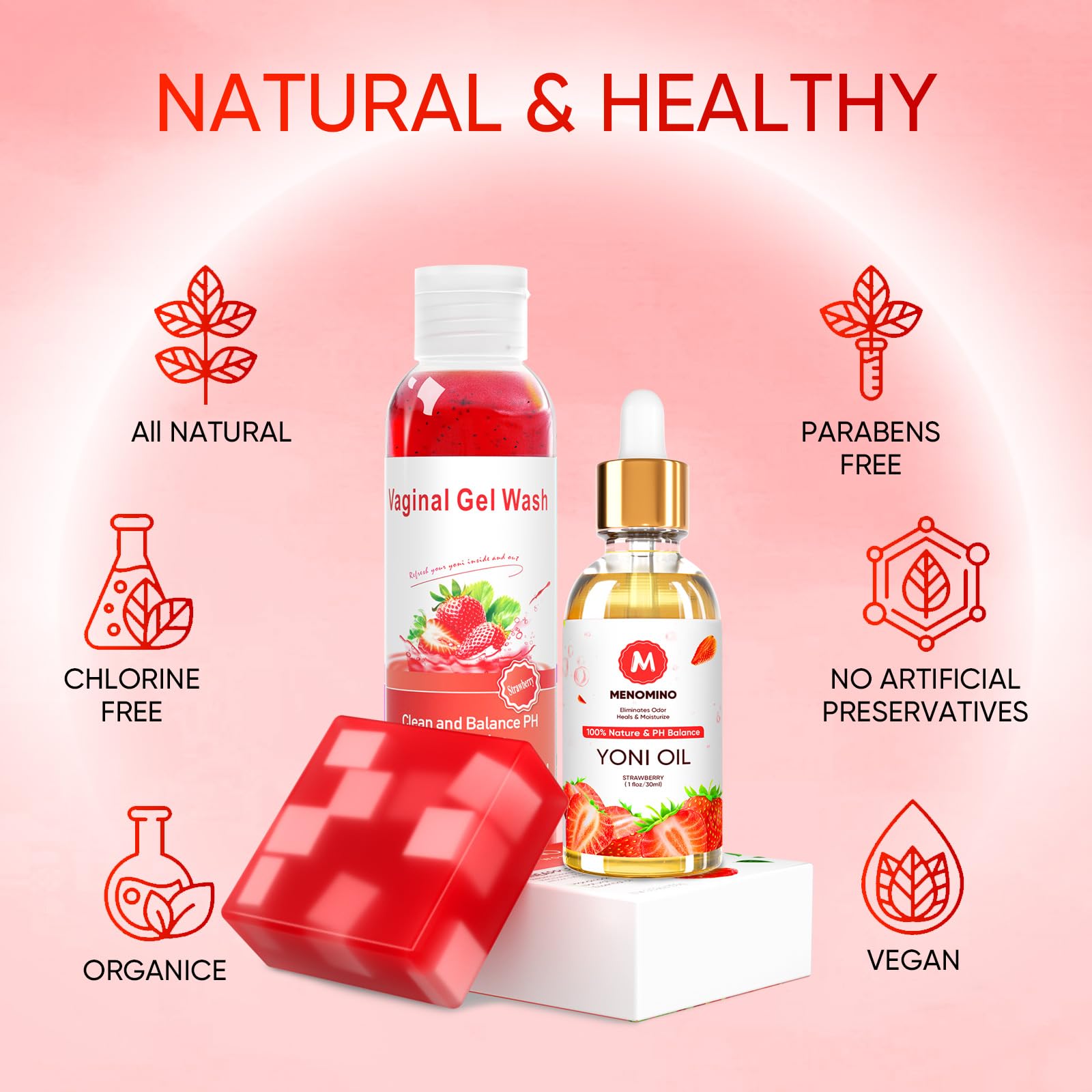 Feminine Wash & Yoni Soap Bar & Yoni Oil for Women pH Balance, Yoni Wash for Vaginal Moisturizing MENOMINO