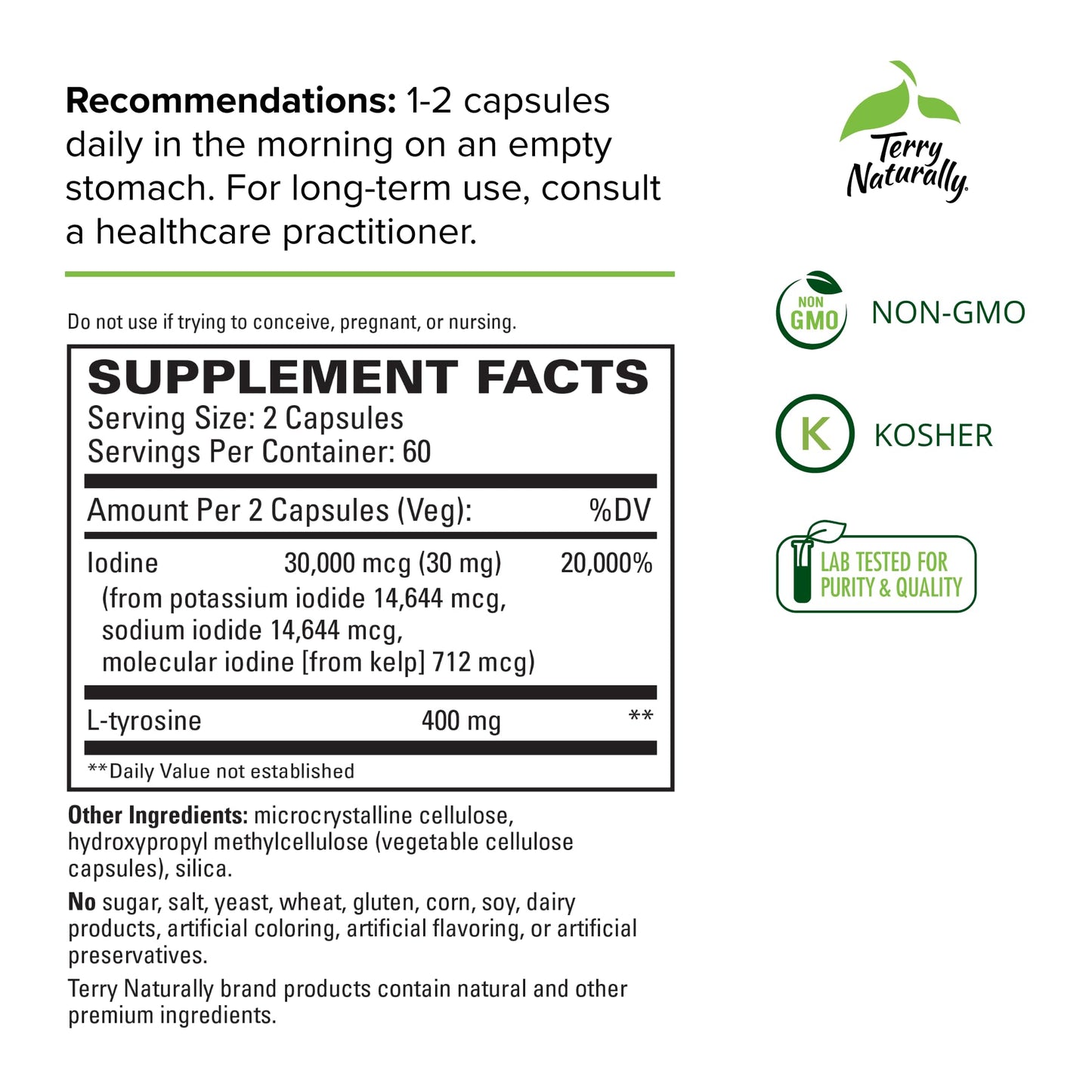 Terry Naturally Thyroid Care - 120 Capsules - Complete Metabolic Function - with Iodine