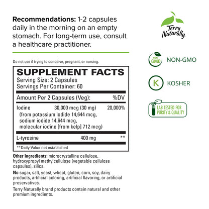 Terry Naturally Thyroid Care - 120 Capsules - Complete Metabolic Function - with Iodine