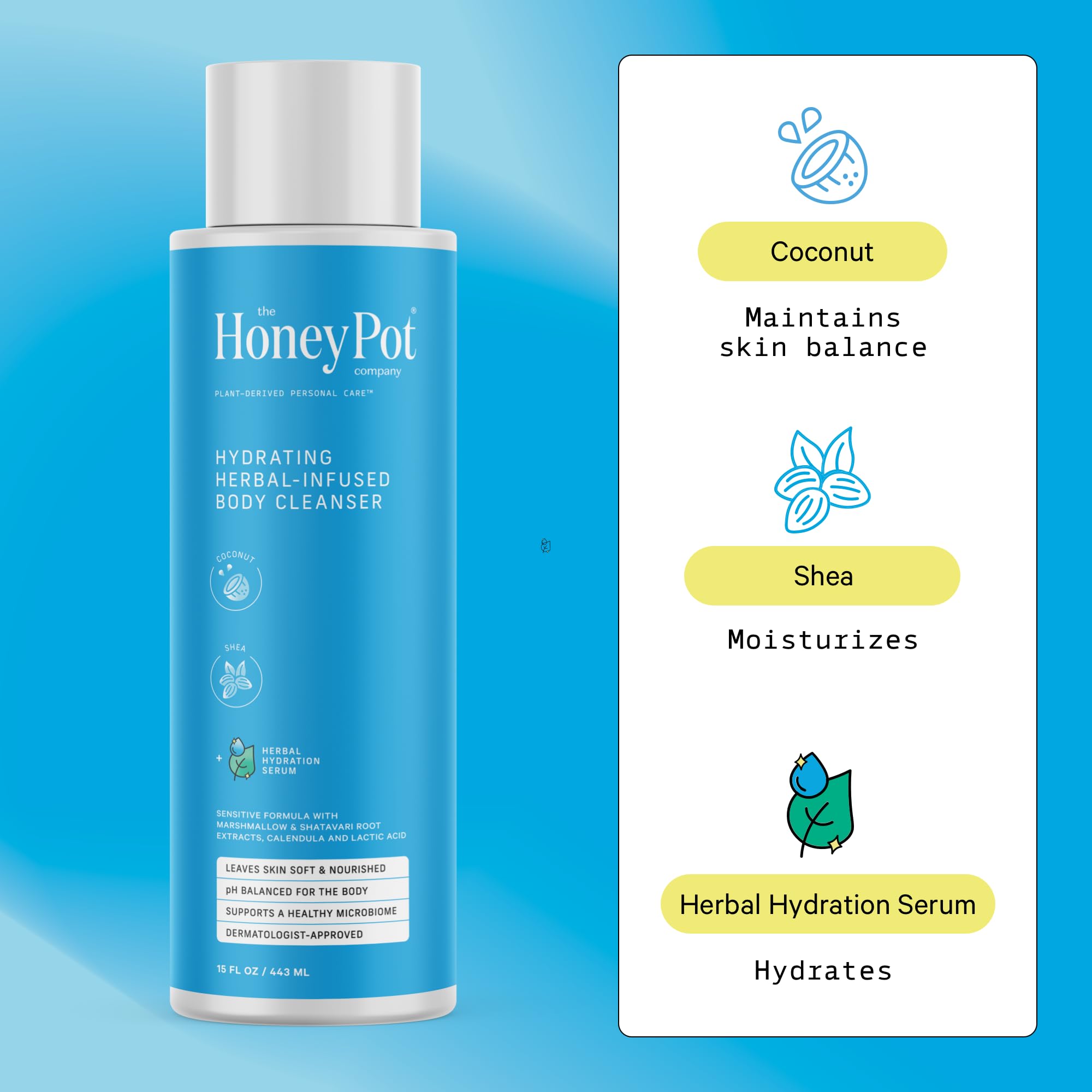 The Honey Pot Company - Body Wash for Women - Coconut Shea Hydrating Body Cleanser The Honey Pot Company