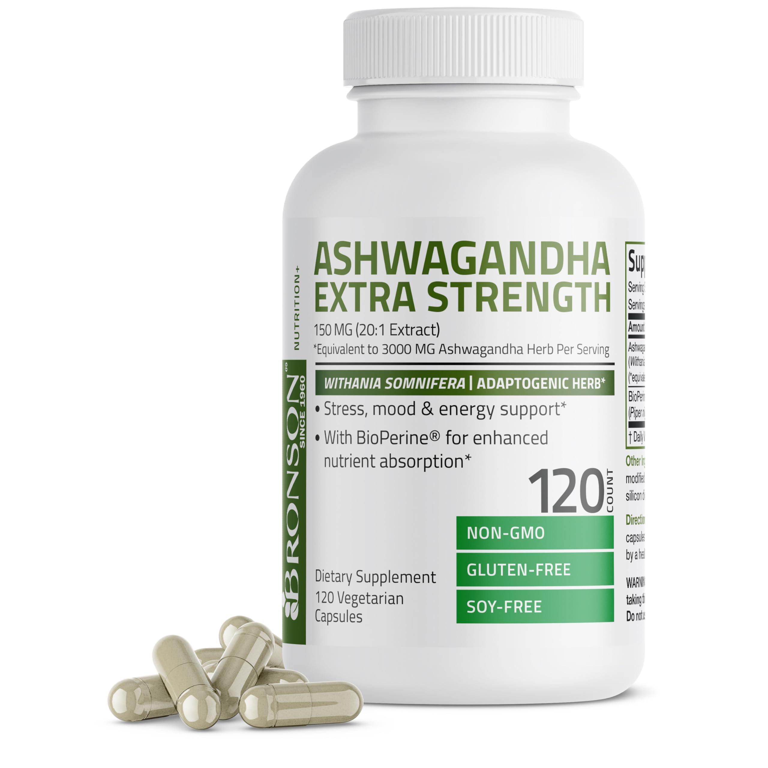 Bronson Ashwagandha Extra Strength Stress & Mood Support with BioPerine 