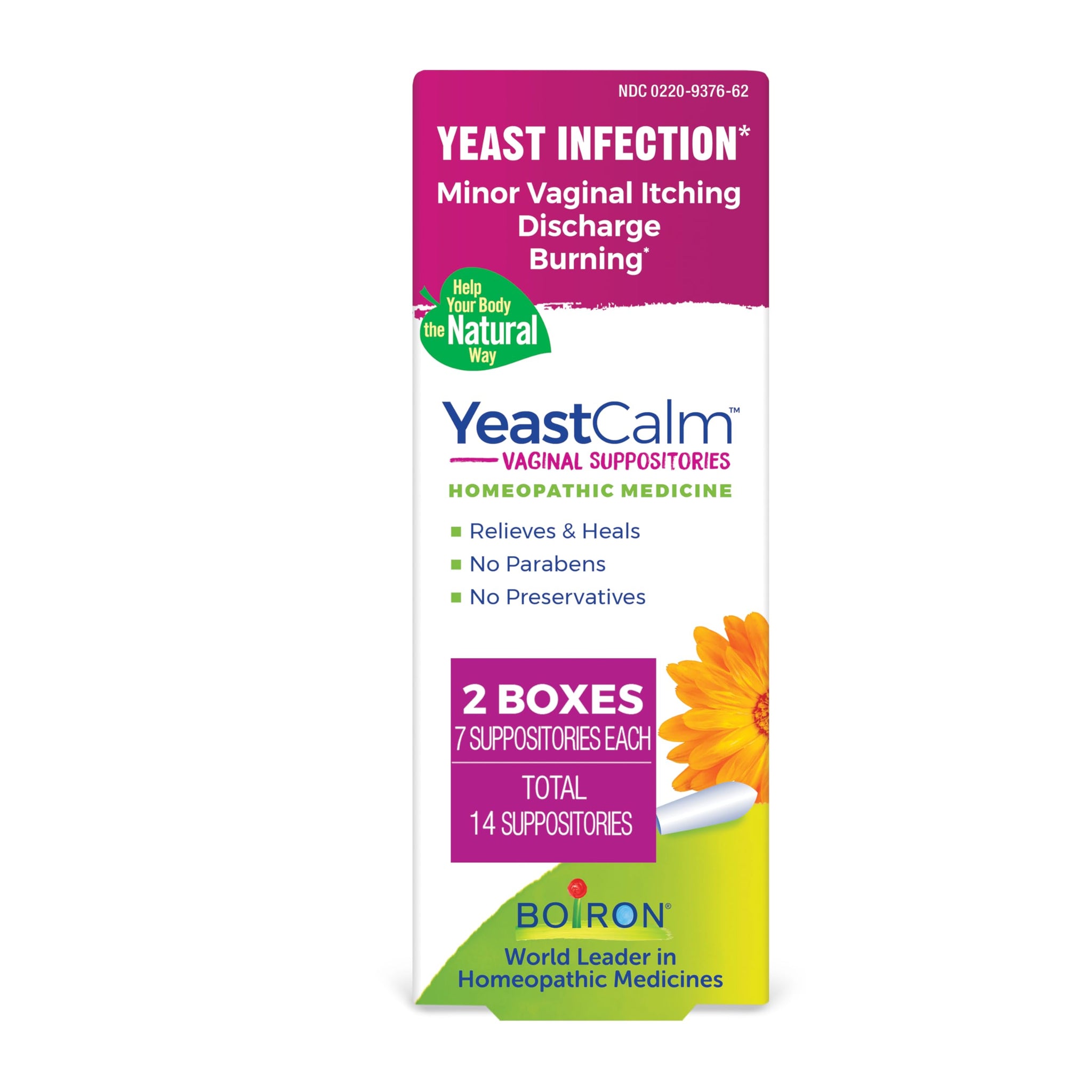 oiron YeastCalm Homeopathic Suppositories for Yeast Infections, Burning, Discharge