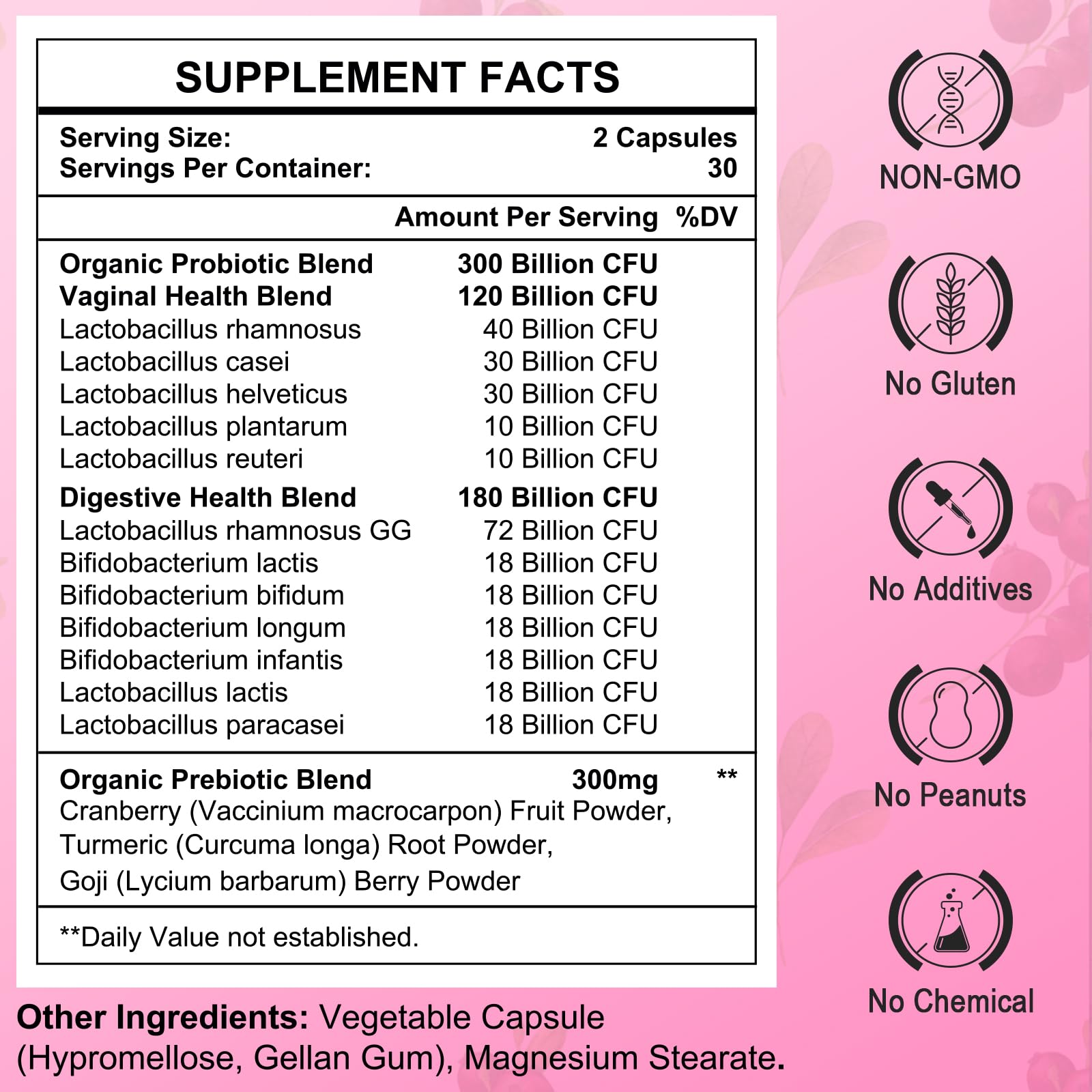 300 Billion CFUs Probiotics for Women,12 Strains Probiotics with Prebiotic Cranberry Heafetine