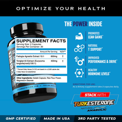 eFlow Nutrition Fadogia Agrestic + Tongkat Ali - [2-in-1] Natural Performance Supplement