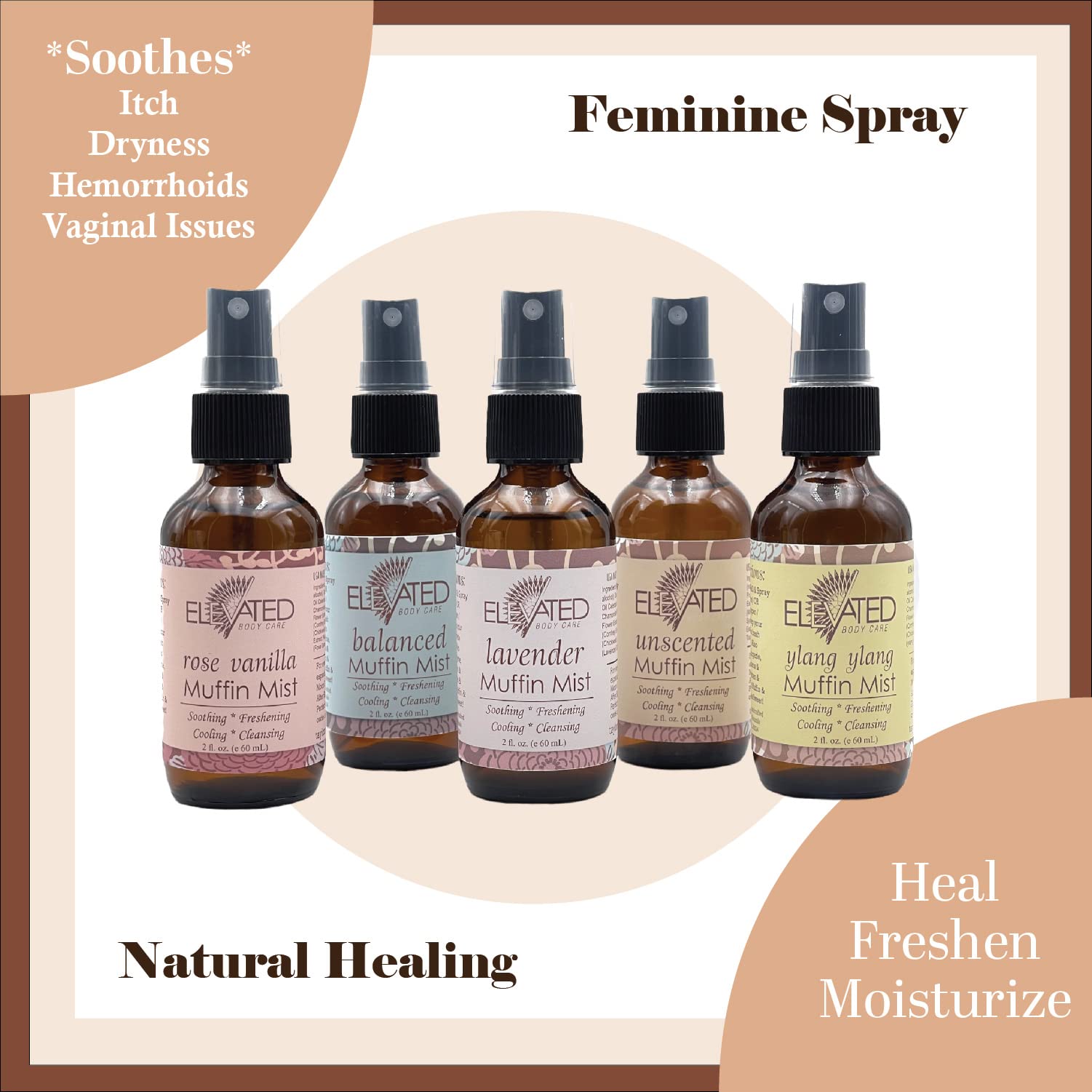 ELEVATED Muffin Mist – Organic Natural Feminine Spray| 5 Scents | Yoni Oil | Vegan | Herbal Infused Oil Taylors