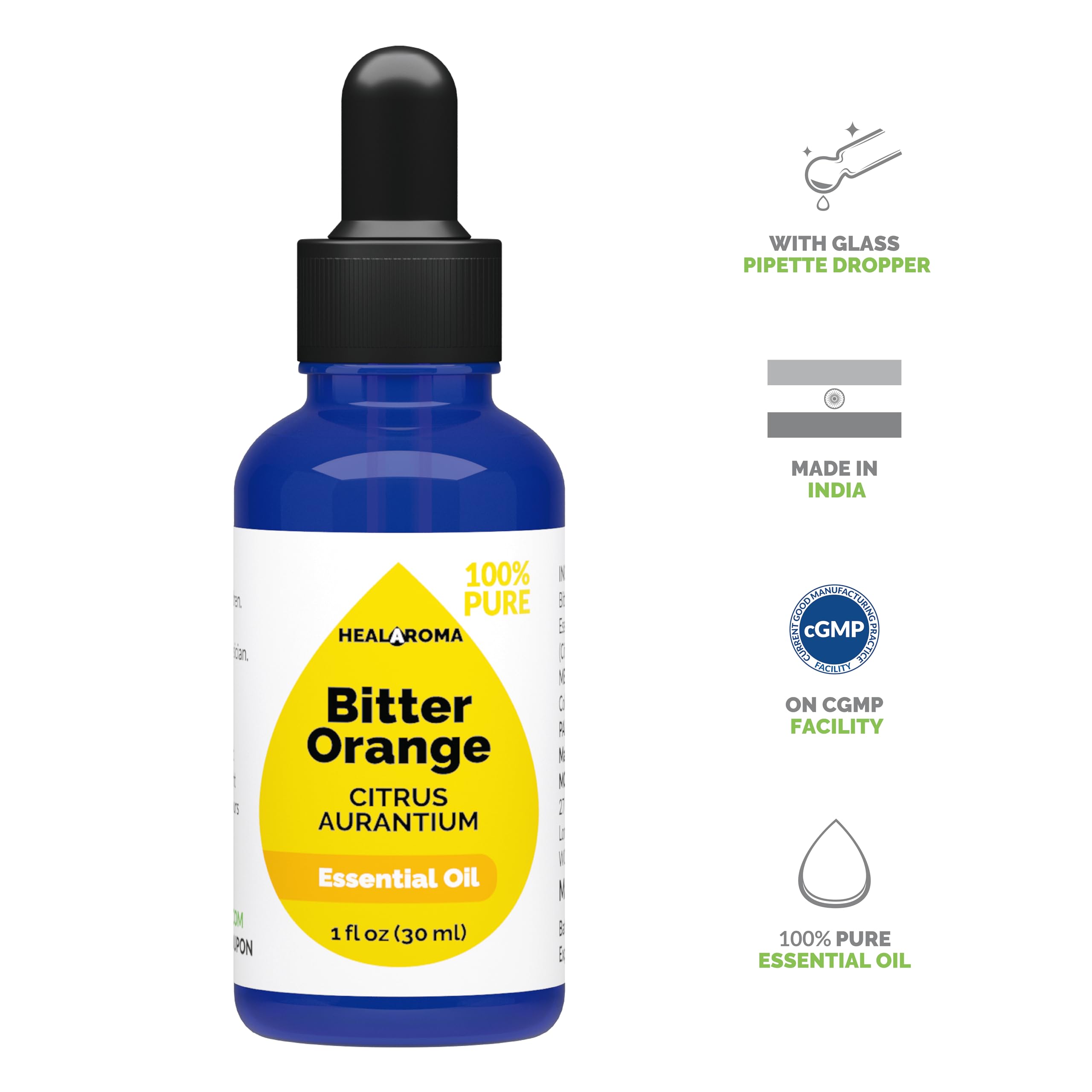 Bitter Orange Essential Oil 30 ml - 1 oz - Pure & Natural - with Pipette Dropper MONOHERB