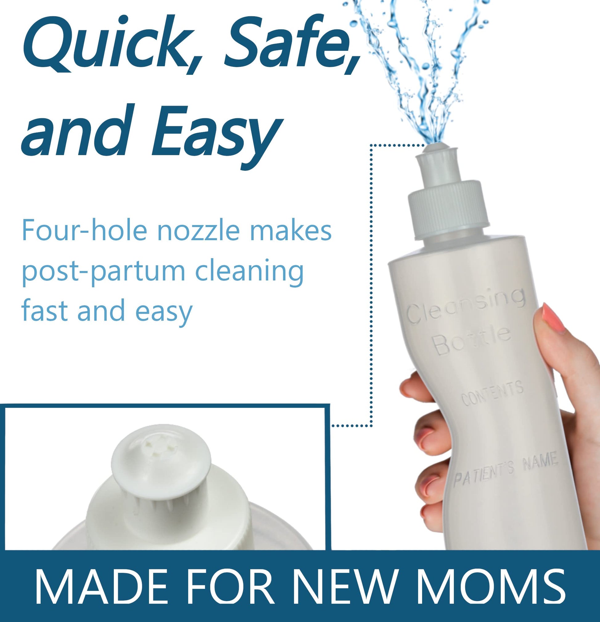 Perineal Squirt Bottle [4 Pack] Refillable Postpartum Lavette Cleansing Irrigation Peri Wash Bottle Easy Glide