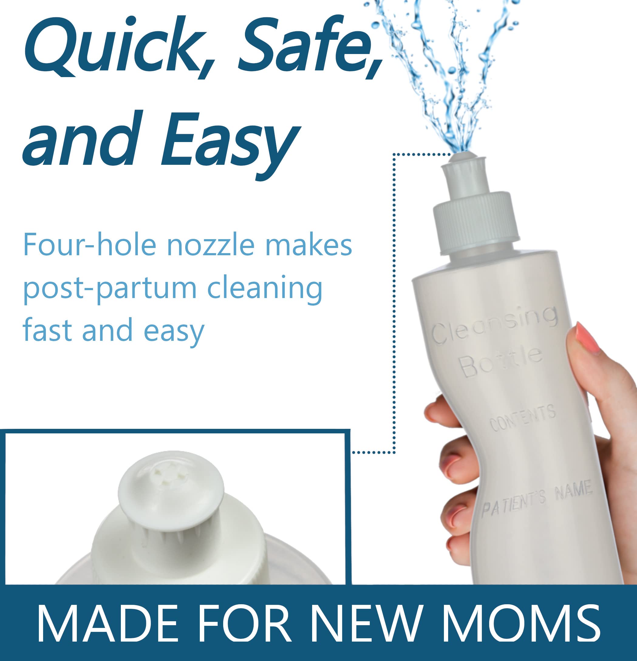 Perineal Squirt Bottle [4 Pack] Refillable Postpartum Lavette Cleansing Irrigation Peri Wash Bottle Easy Glide