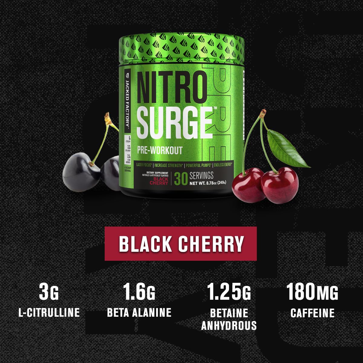 NITROSURGE Pre Workout Supplement - Endless Energy, Instant Strength Gains Jacked Factory