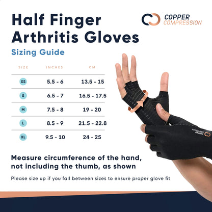 Copper Compression Arthritis Gloves | Fingerless Arthritis Carpal Tunnel Pain Relief Gloves