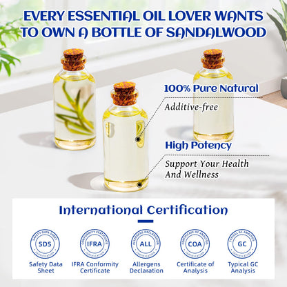 HIQILI Sandalwood Essential Oil and Sweet Orange Essential Oil, 100% Pure Natural for Diffuser - 3.38 Fl Oz