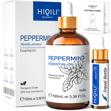 HIQILI Peppermint Essential Oil, 100% Pure Natural for Diffuser, Hair, Massage, Add to Spray