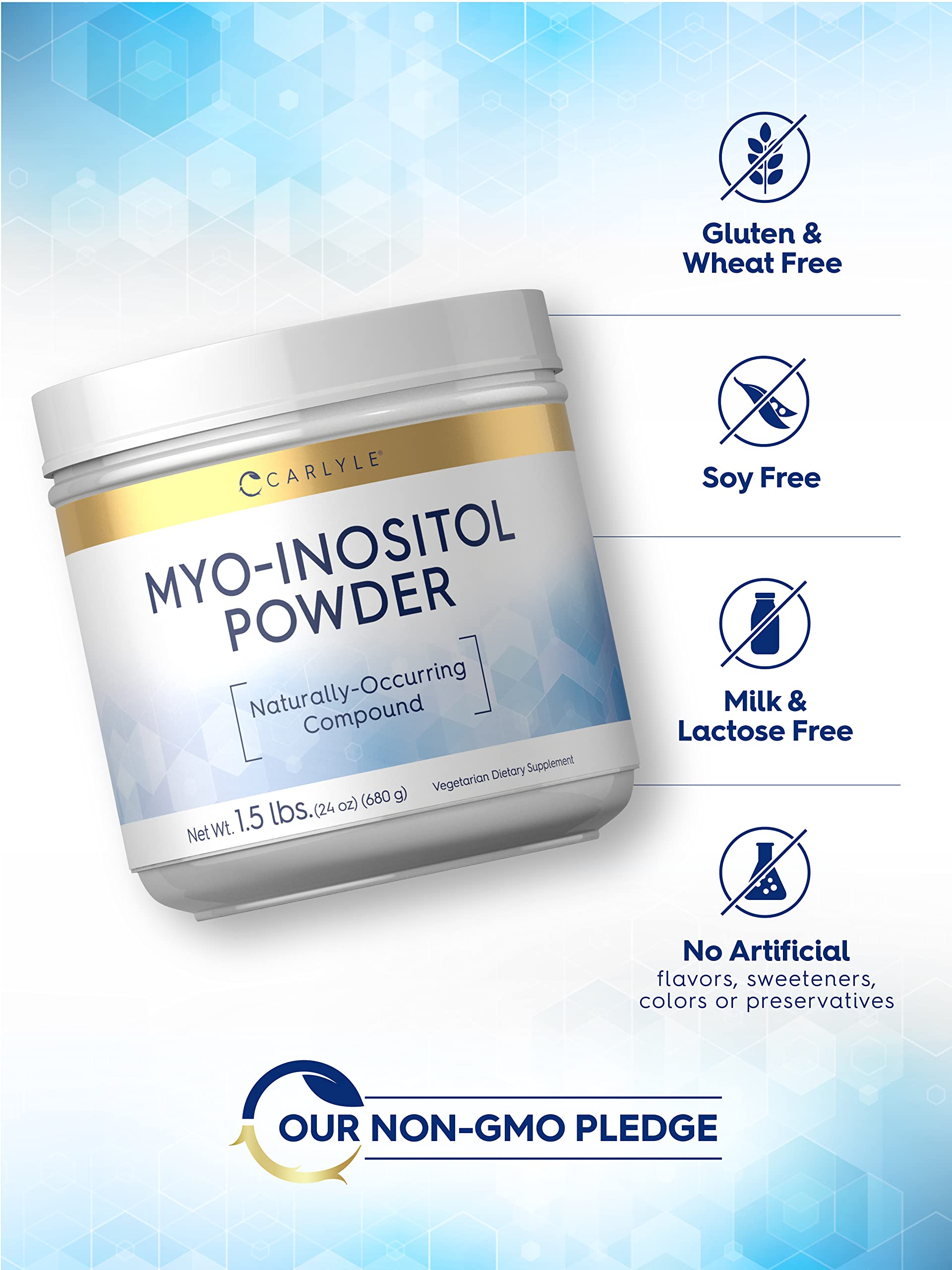 Carlyle Myo-Inositol Powder Supplement | 1.5 lbs | Naturally Occuring Compound Carlyle