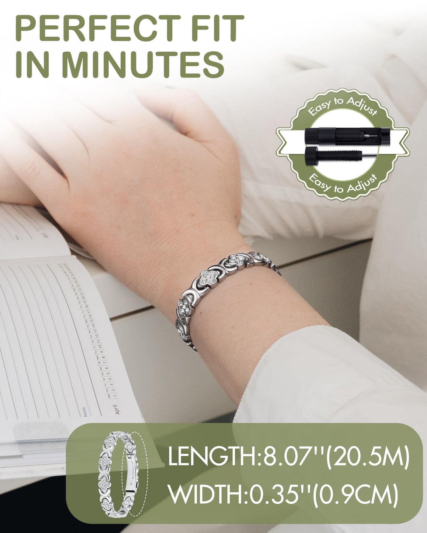 Feraco Ultra Strength Magnetic Bracelets for Women with Neodymium Therapy Magnets