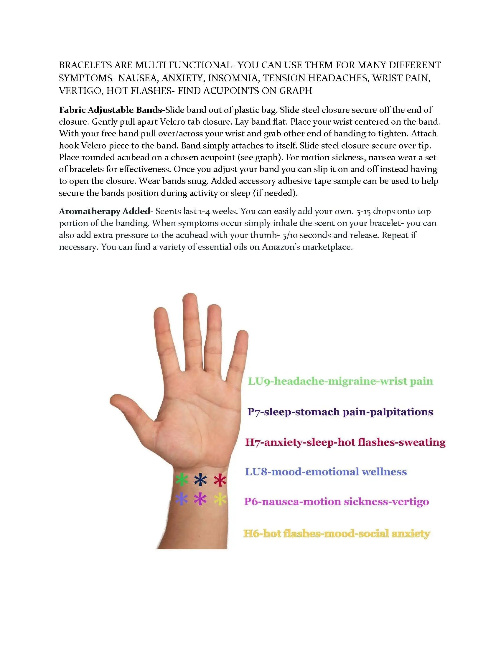 Menopause Multi Symptom Relief Bracelet-Clary Sage Scented Adjustable Acupressure Band- Reduces Hot AcuBracelet