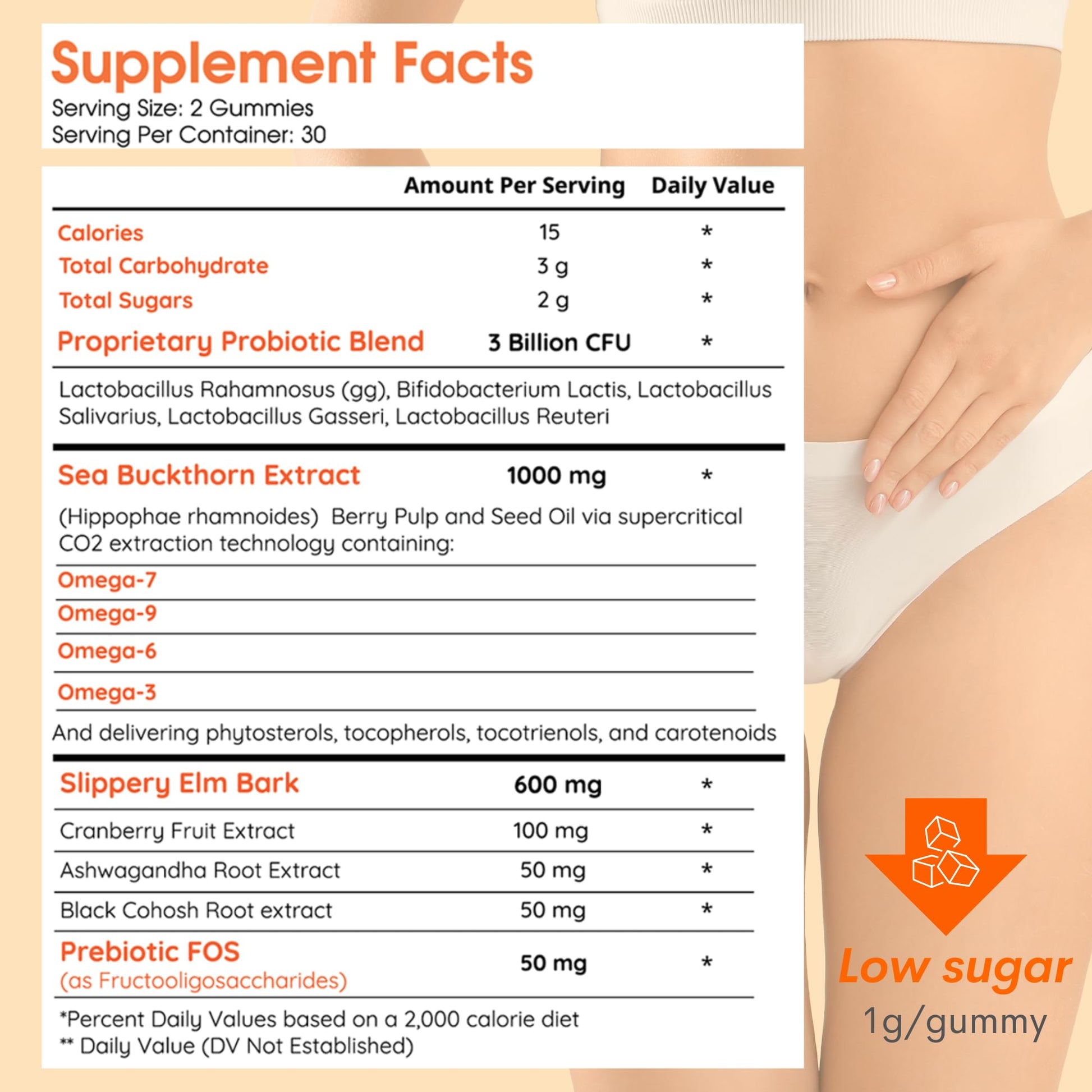 Muun Vaginal Dryness Gummy for Perimenopause Menopause with Slippery Elm Bark, Omega Muun