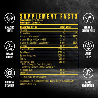 HydraPump | #1 New Stim Free Pre Workout Powder w/ Nitric Oxide Booster, Electrolytes